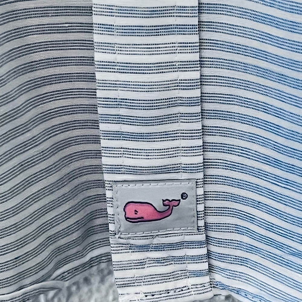 Vineyard Vines Men Slim Fit Cooper Shirt XL Blue Pinstripe Cotton Linen Career - Picture 5 of 6